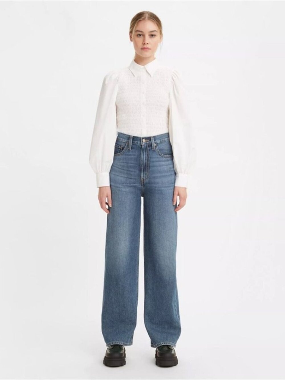 Levi's High Loose Jeans Ladies 27 / 31 preppy denim wide leg comfy Hemp Cotton